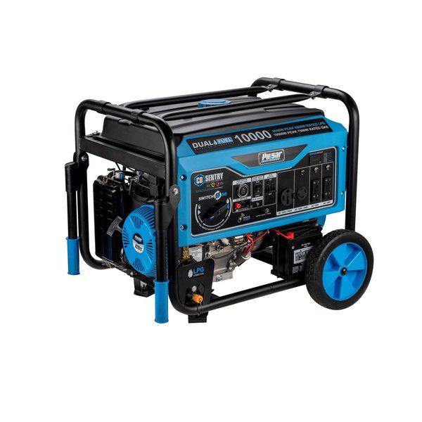 Pulsar Portable Generator, Gasoline/Liquid Propane, 8,000 W/7,200 W Rated, 10,000 W/9,000 W Surge, 75 A PG10000BRCO